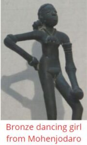 Bronze statue of dancing girl found from Mohenjodaro
